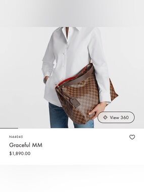Louis Vuitton Damier Ebene Graceful MM Shoulder Bag with Red Interior Trim